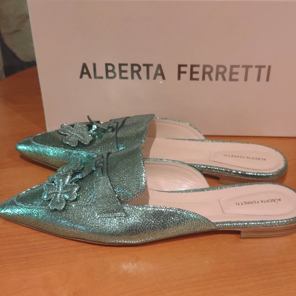 ALBERTA FERRETTI Leather Mules (Women's US 10 / EU 41) * New * - Picture 7 of 8